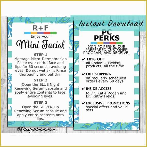 Rodan and Fields Business Card Template Free Of Rodan and Fields Mini Facial Cards and Pc Perks Randf