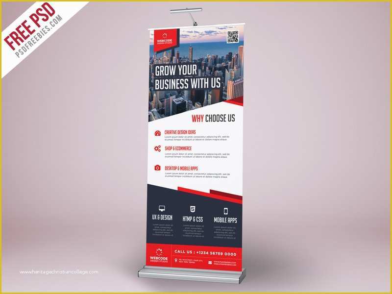Roll Up Banner Design Template Free Download Of Free Psd Corporate Advertisement Roll Up Banner Template