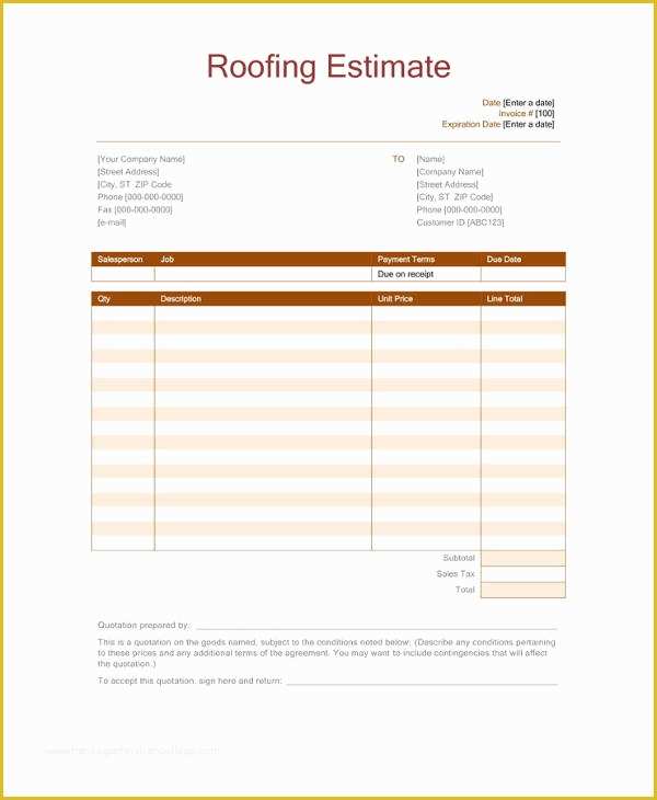 Roofing Templates Free Of 12 Roofing Estimate Templates Pdf Doc