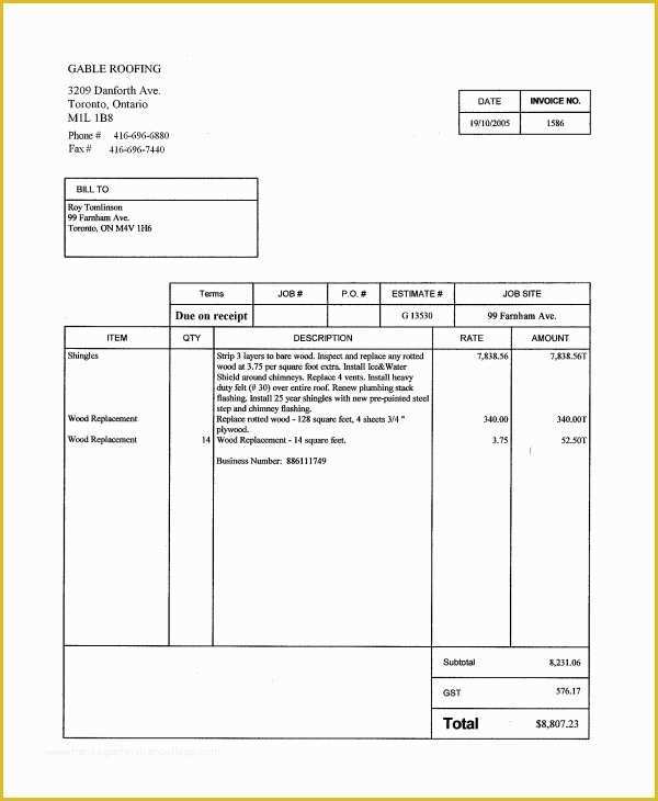 Roofing Templates Free Of Roof Invoice & 10 Roof Repair Invoice Sc 1 St Short Paid