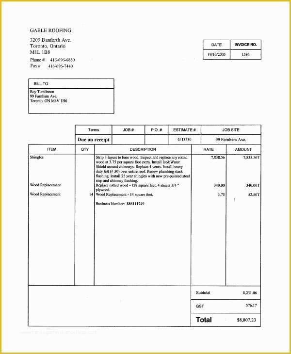 Roofing Templates Free Of Roof Invoice & 10 Roof Repair Invoice Sc 1 St Short Paid