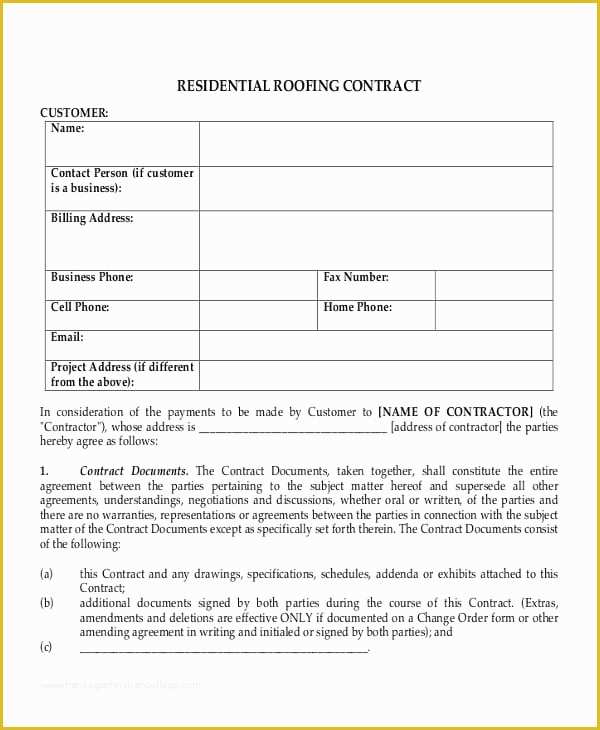 Roofing Templates Free Of Roofing Contract Templates Find Word Templates