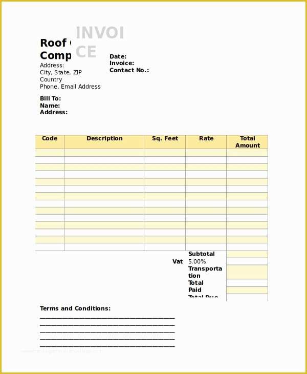 Roofing Templates Free Of Roofing Invoice Template 9 Free Word Pdf Documents