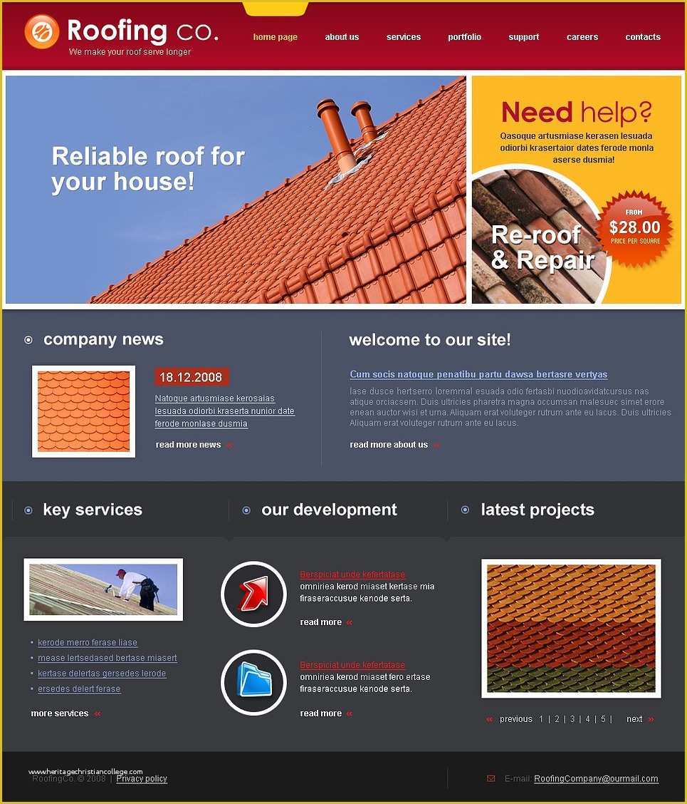 Roofing Templates Free Of Roofing Pany Website Template