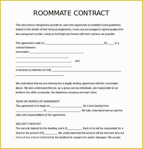 Roommate Lease Agreement Template Free Of 15 Roommate Agreement Templates – Free Sample Example