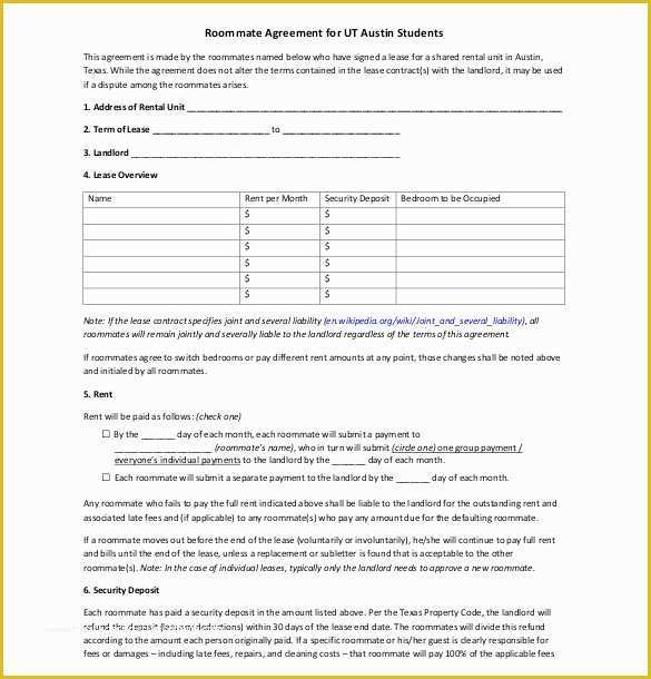 Roommate Lease Agreement Template Free Of 15 Roommate Agreement Templates – Free Sample Example