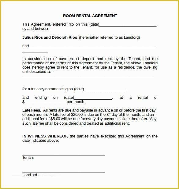 Roommate Lease Agreement Template Free Of 18 Room Rental Agreements to Download for Free