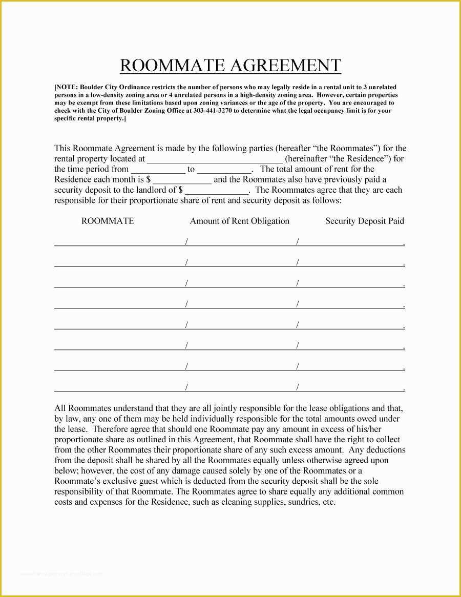 Roommate Lease Agreement Template Free Of 40 Free Roommate Agreement Templates & forms Word Pdf