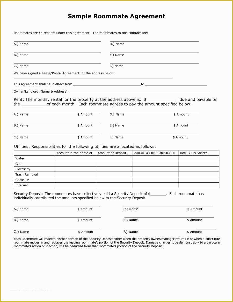 Roommate Lease Agreement Template Free Of 40 Free Roommate Agreement Templates &amp; forms Word Pdf