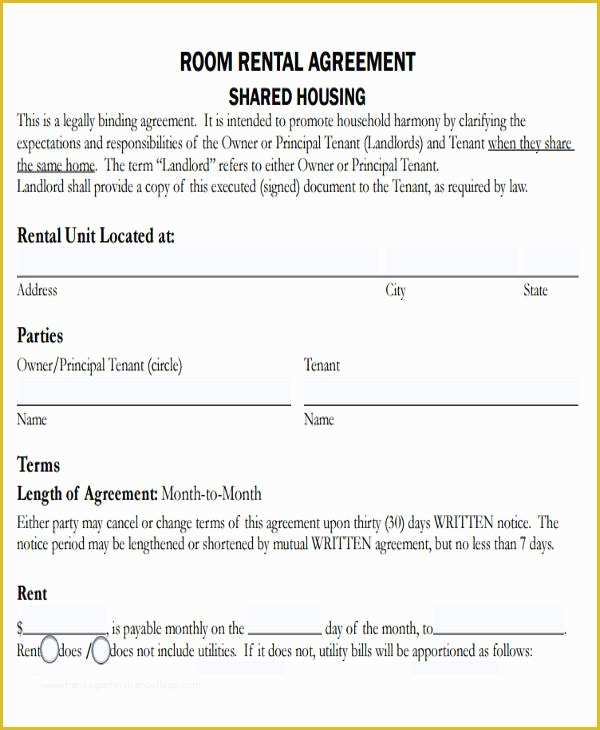 Roommate Lease Agreement Template Free Of 7 Sample Roommate Rental Agreement forms
