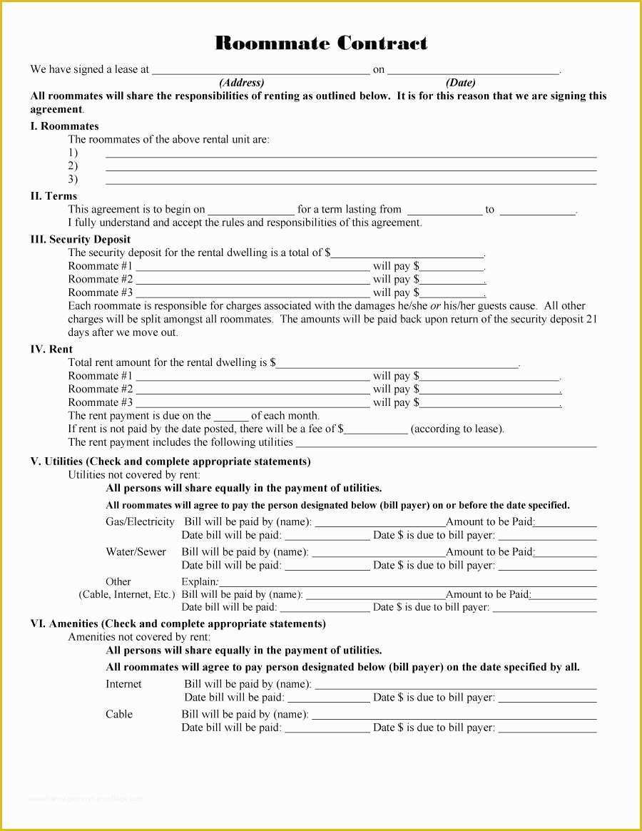 Roommate Lease Agreement Template Free Of Roommate Agreement Template 09