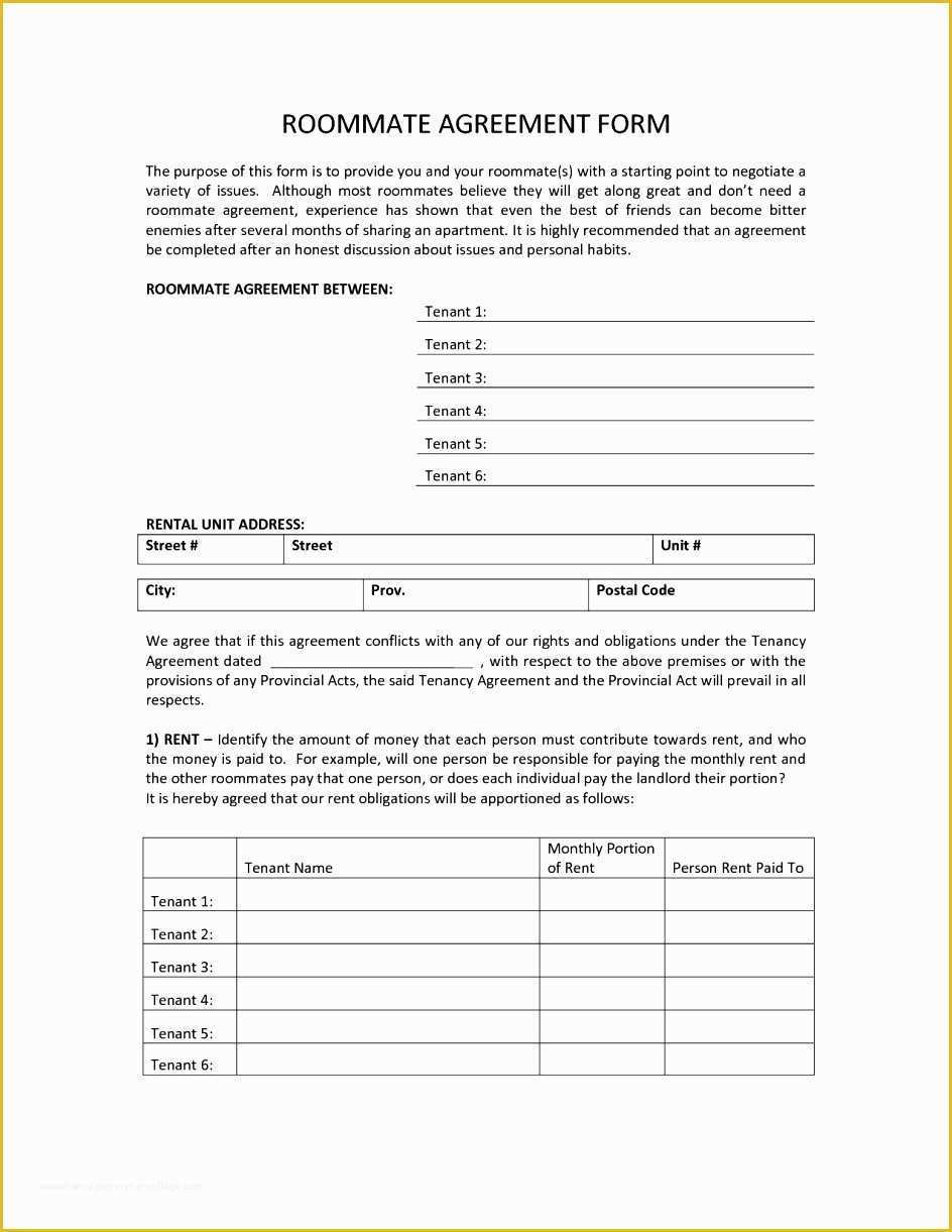 Roommate Lease Agreement Template Free Of Roommate Agreement Template