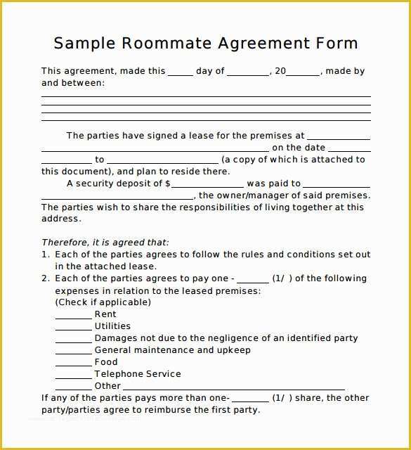Roommate Lease Agreement Template Free Of Sample Roommate Agreement Template 15 Free Documents In