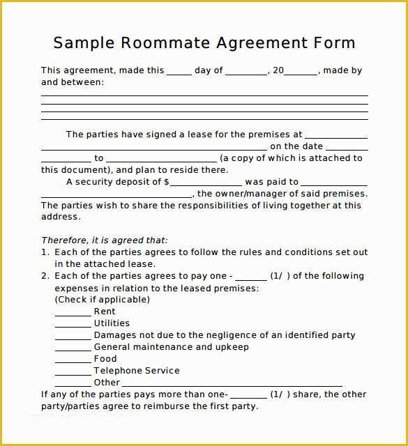 Roommate Lease Agreement Template Free Of Sample Roommate Agreement Template 15 Free Documents In