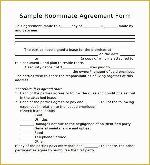 Free Roommate Rental Agreement Template