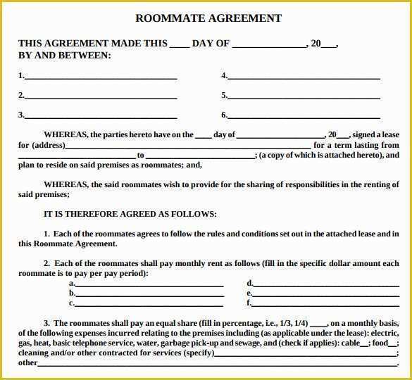 Roommate Lease Agreement Template Free Of Sample Roommate Agreement Template 15 Free Documents In
