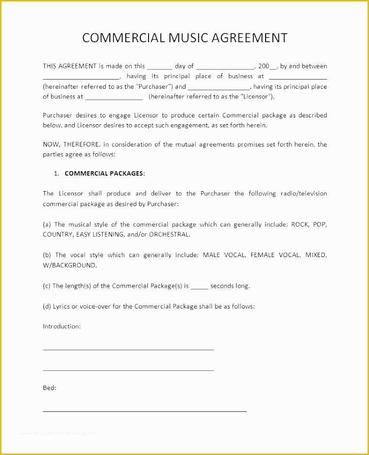 Royalty Free Music License Agreement Template Of Licensing Contract Template Examples International