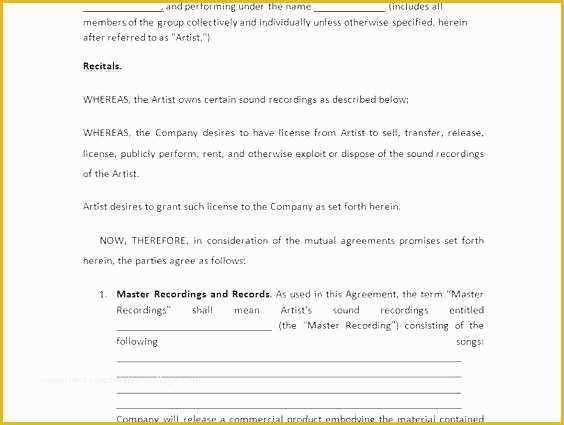 Royalty Free Music License Agreement Template Of Music Licensing Contract Template Royalty License