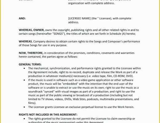 Royalty Free Music License Agreement Template Of Music Licensing Contract Template Royalty License