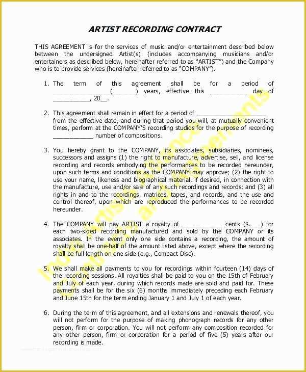 Royalty Free Music License Agreement Template Of Music Manager Contract Template – Arabnormafo