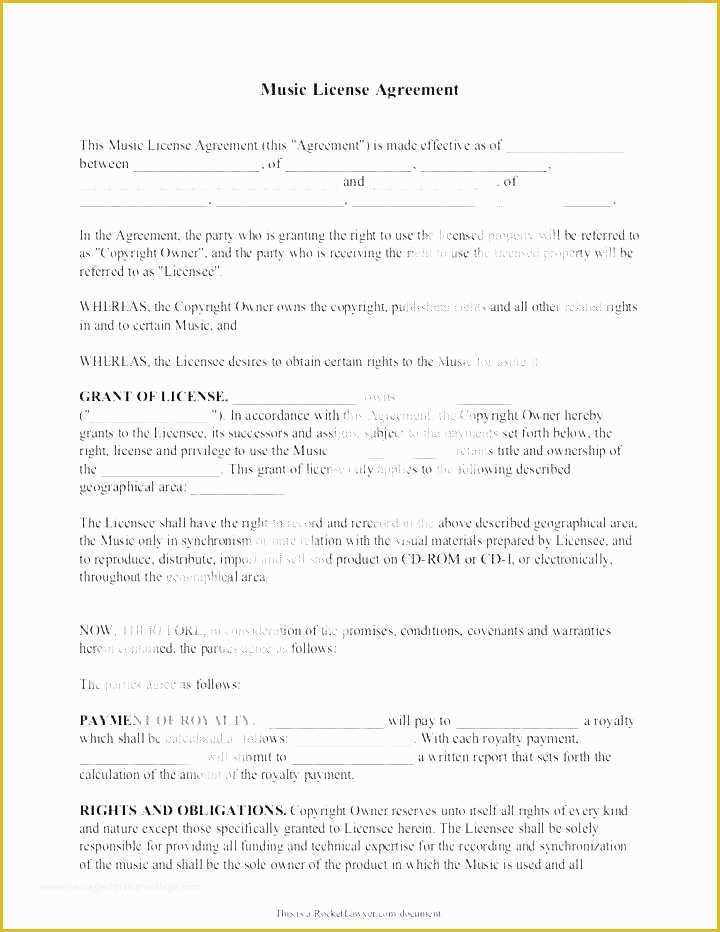 Royalty Free Music License Agreement Template Of Music Royalty Agreement Template X A Previous Image