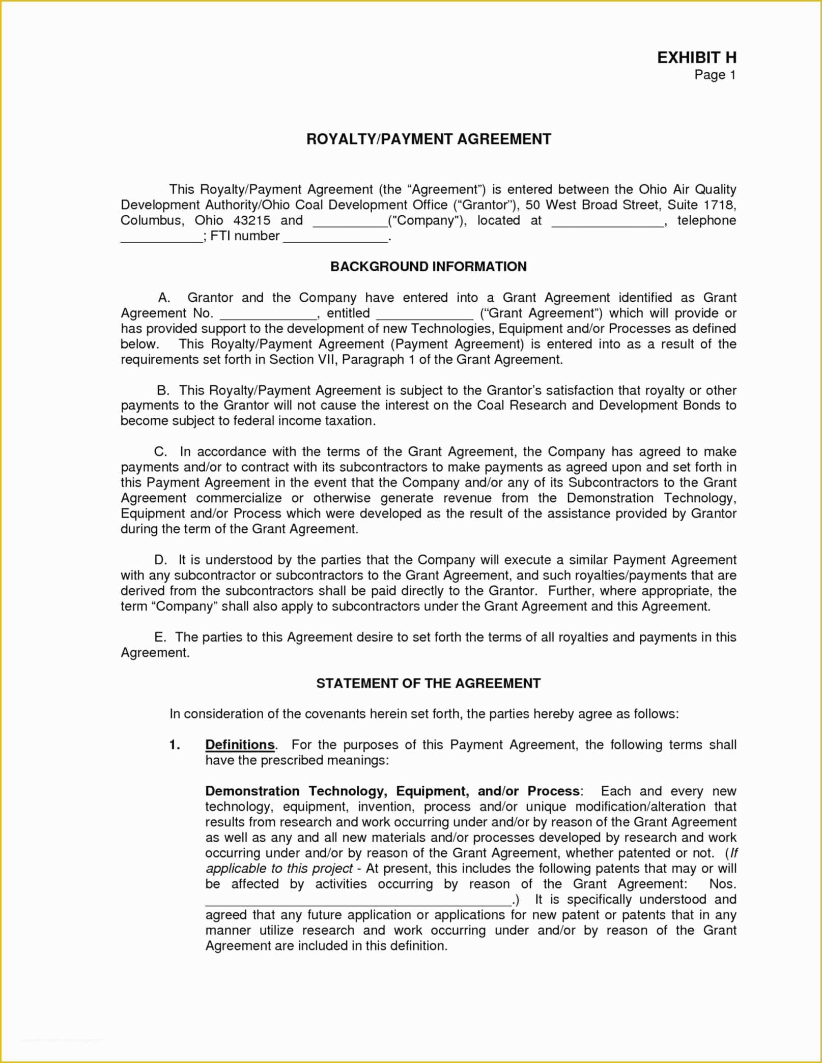 Royalty Free Music License Agreement Template Of Royalty License Agreement Template