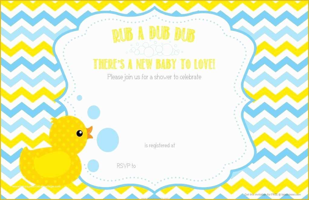 Rubber Ducky Baby Shower Invitations Template Free Of Free Printable Duck Baby Shower Chevron Invitation