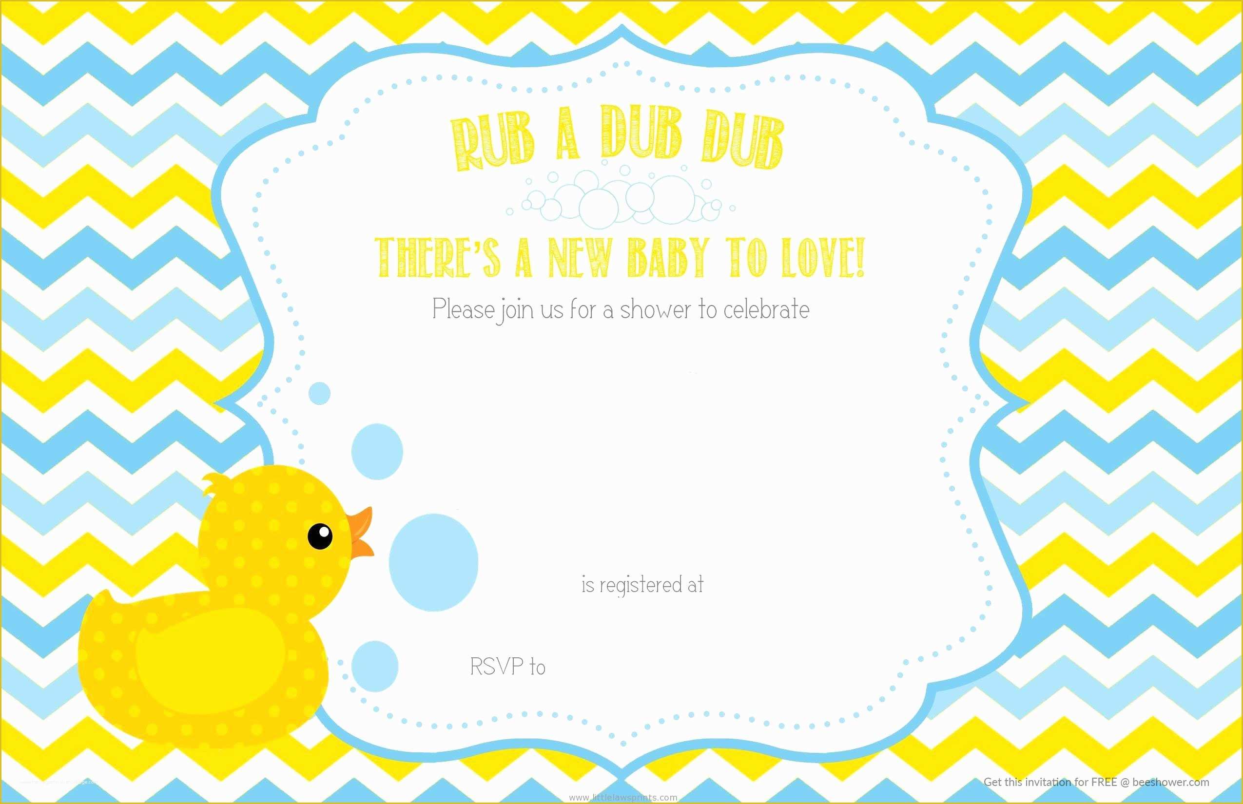 Rubber Ducky Baby Shower Invitations Template Free Of Free Printable Duck Chevron Baby Shower Invitation