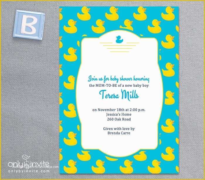 Rubber Ducky Baby Shower Invitations Template Free Of Free Printable Rubber Ducky Baby Shower Invitation