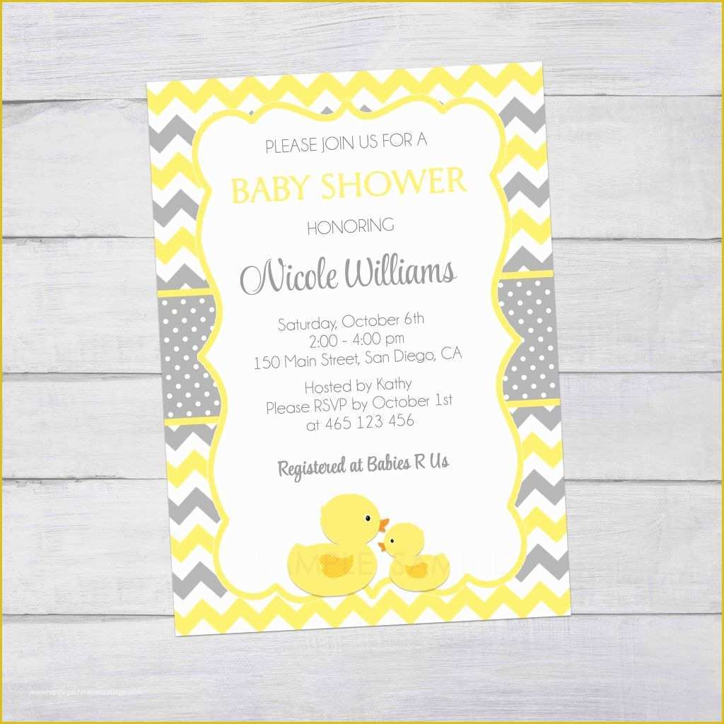 58 Rubber Ducky Baby Shower Invitations Template Free