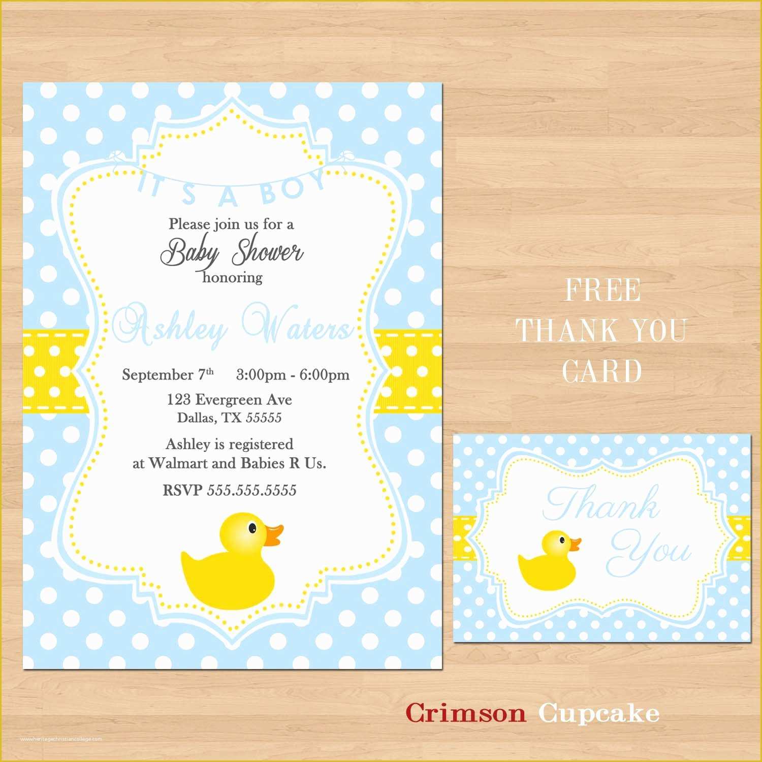 Rubber Ducky Baby Shower Invitations Template Free Of Printable Baby Shower Rubber Ducky Yellow Blue by