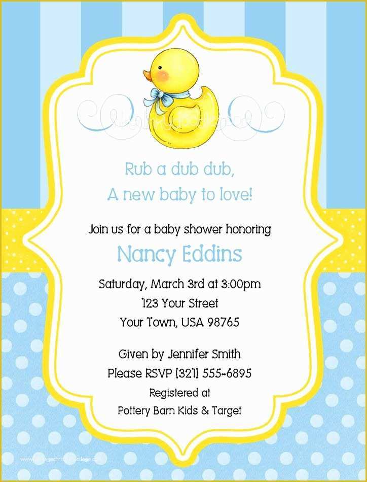 Rubber Ducky Baby Shower Invitations Template Free Of Rubber Duck Baby Shower Invitations