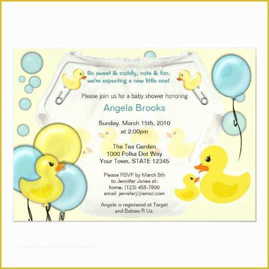Rubber Ducky Baby Shower Invitations Template Free Of Rubber Duck Ducky Diaper Baby Shower Invitation