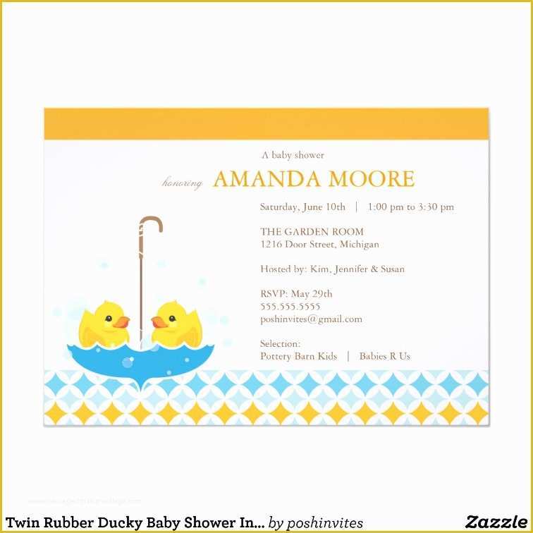 Rubber Ducky Baby Shower Invitations Template Free Of Twin Rubber Ducky Baby Shower Invitation