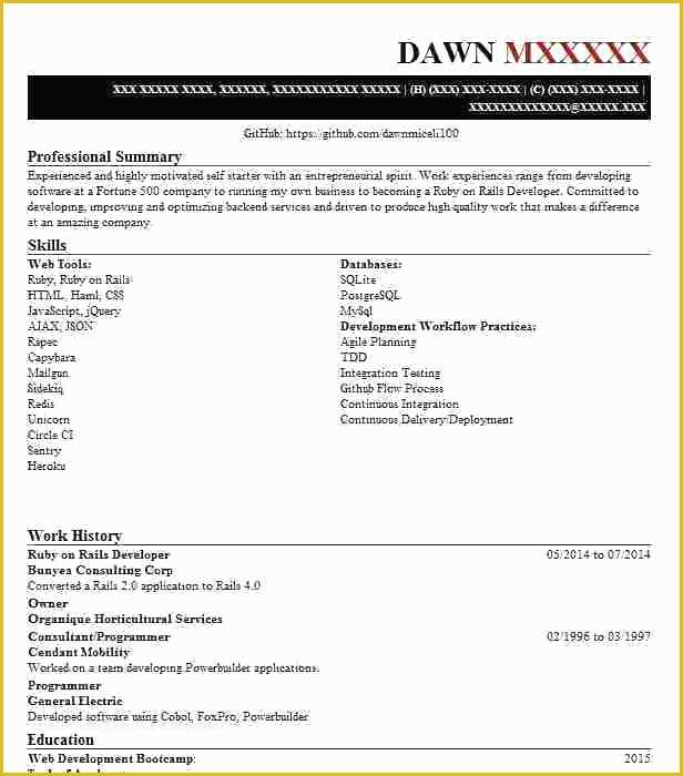Ruby On Rails Templates Free Of Ruby Rails Resume Resume How to Create A Great Resume