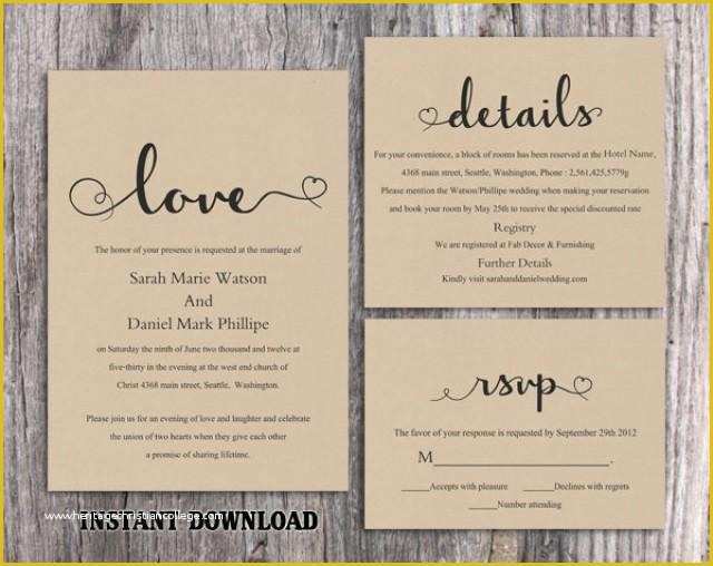 Rustic Wedding Invitation Templates Free Download Of Diy Burlap Wedding Invitation Template Set Editable Word