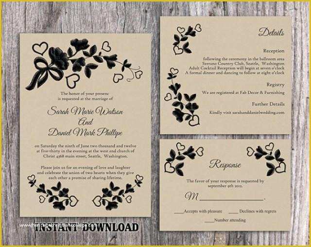 Rustic Wedding Invitation Templates Free Download Of Diy Lace Wedding Invitation Template Set Editable Word