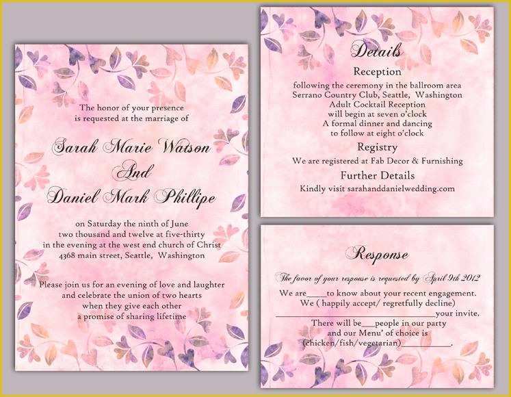 Rustic Wedding Invitation Templates Free Download Of Diy Rustic Wedding Invitation Template Set Editable Word