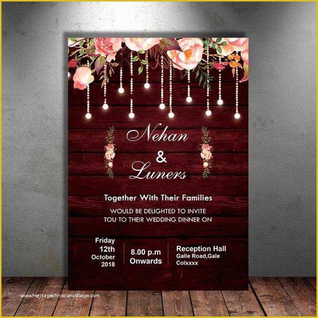 Rustic Wedding Invitation Templates Free Download Of Maroon Floral Rustic Wedding Invitation Template for Free