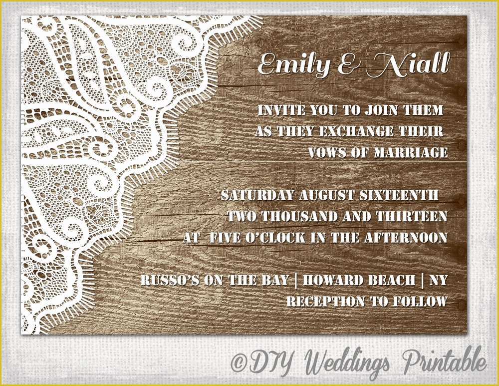 Rustic Wedding Invitation Templates Free Download Of Rustic Wedding Invitation Template Wood & Lace