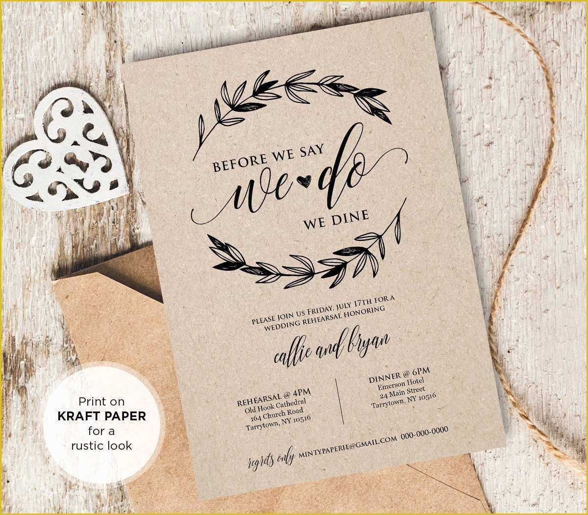 Rustic Wedding Invitation Templates Free Download Of Rustic Wedding Rehearsal Invitation Instant