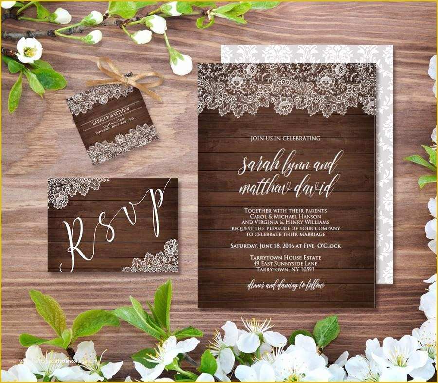 Rustic Wedding Invitation Templates Free Download Of Wedding Invitation Template Rustic Wood Vintage Lace Diy