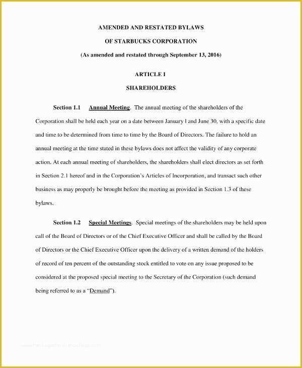 S Corporation bylaws Template Free Of 9 Free Corporation bylaws Templates Pdf