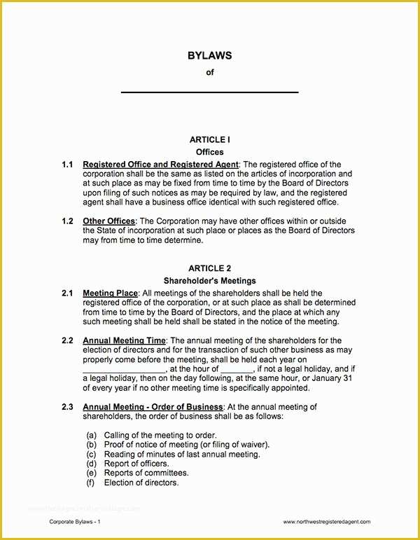 S Corporation bylaws Template Free Of Free Agreement Free Agreement Free In Sle formed Document
