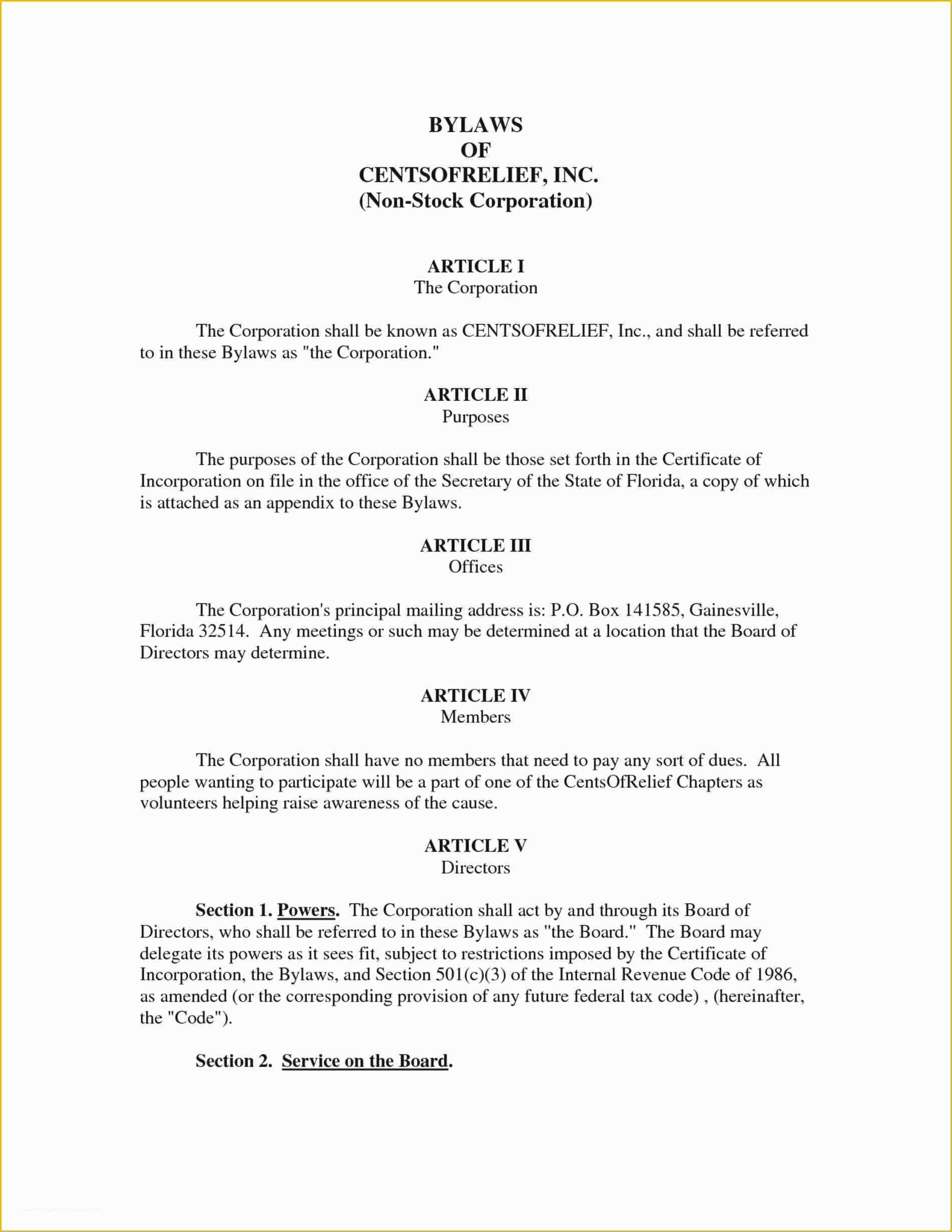 S Corporation bylaws Template Free Of Inspirational Corporate bylaws Sample Pdf