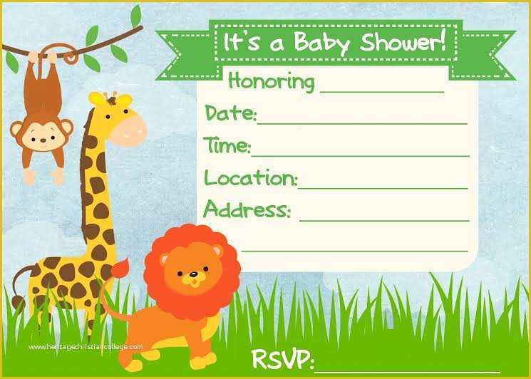 Safari Invitation Template Free Of Baby Shower Invitation Jungle theme Frugal Fanatic
