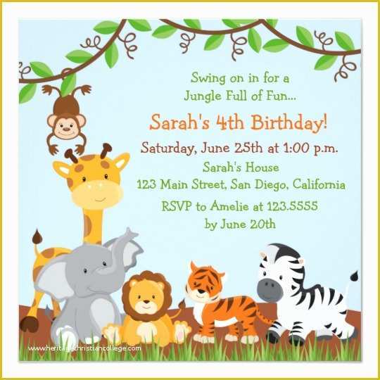 Safari Invitation Template Free Of Cute Safari Jungle Birthday Party Invitations