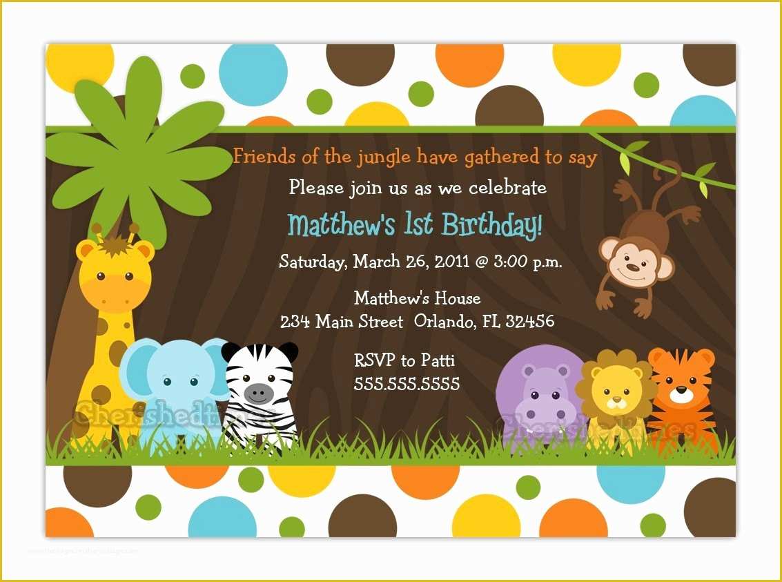 Safari Invitation Template Free Of Dotty Wild Jungle Birthday or Baby Shower Invitation Boy or