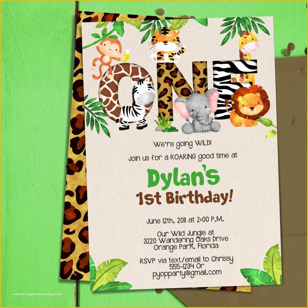 Safari Invitation Template Free Of Jungle 1st Birthday Party Invitation Template Jungle