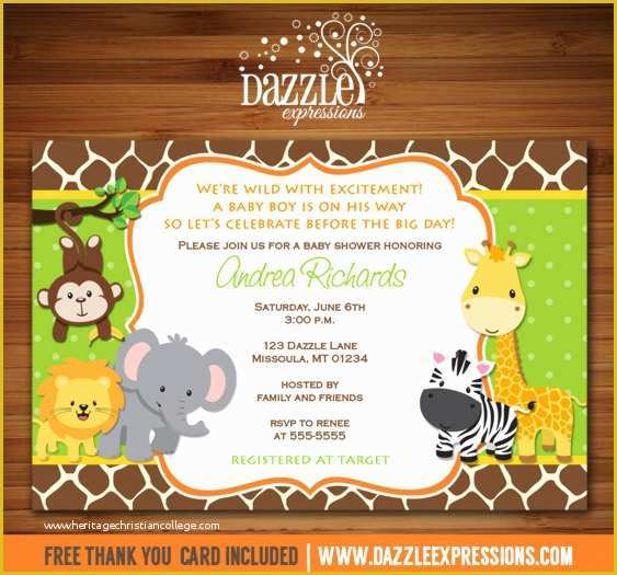 Safari Invitation Template Free Of Jungle Baby Shower Invitation Giraffe Printable